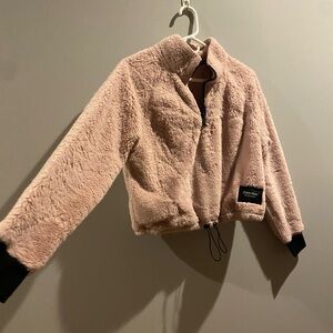Calvin Klein Blush Fleece Jacket with Black Accents
